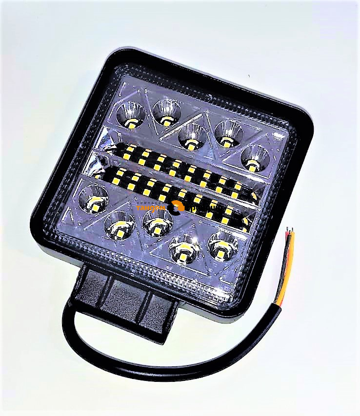 Фара LED KR-3808 квадрат 16*3W 12-24V  Spot ,белый- желтый цвет.Стробоскоп